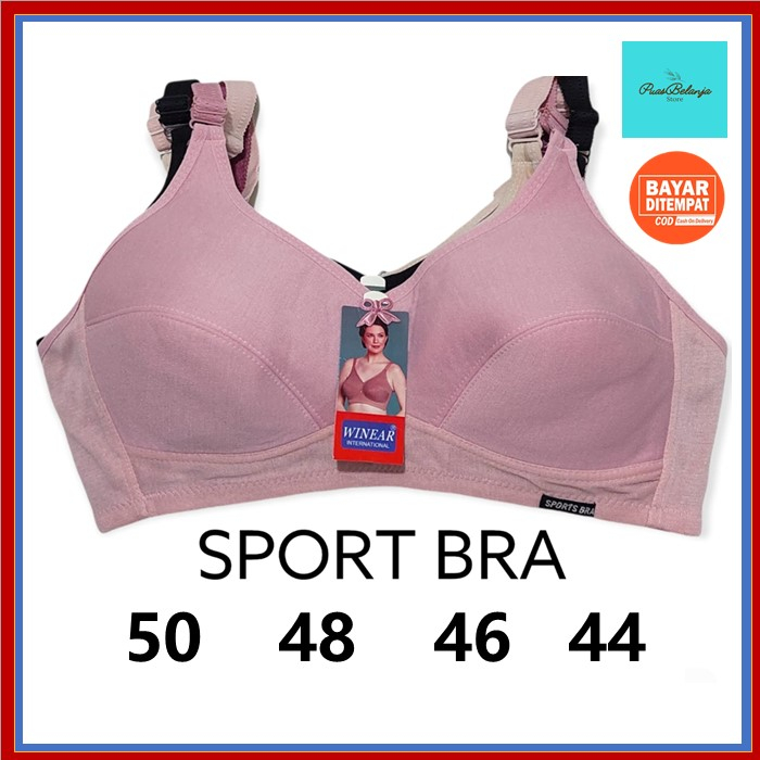 Sport Bra Jumbo 50 48 46 44 42 40 38 36 34 Big Size Busa Tipis Tanpa Kawat BRA Super JUMBO Bra Olahraga Senam Sport Bra