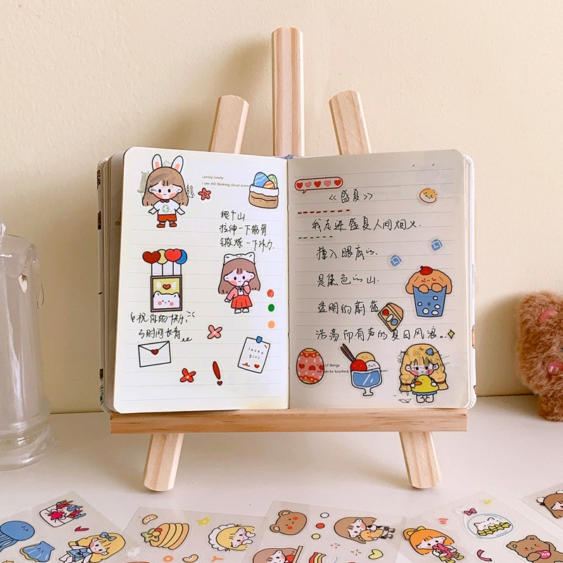 C104 Sticker Waterproof Sticker Momo Dapat Box Isi 100 Lembar / Stiker KARTUN Korea Lucu Anti Air Dekorasi Handbook Scrapbook