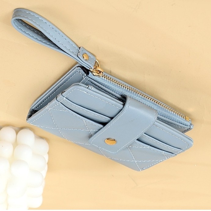 DOMPET LIPAT WANITA KULIT PREMIUM MINI IMPORT BRANDED BATAM FASHION SIMPLE LUCU KECIL BIRU SLOT KARTU RESLETING UANG KOIN PENDEK REMAJA KOREA ANNACA WA689B2 KEKINIAN MURAH CEWEK