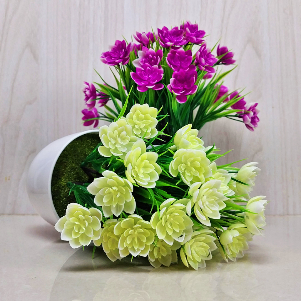 Tanaman Bunga Hias Plastik  Pot Bunga Hias Plastik Ornamen Bunga Krisan Artificial Flower Dekorasi Rumah PBP23