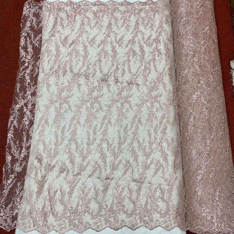 Terbaru !!! Kain Tile Bordir Spenggel mewah / Tile Payet kebaya