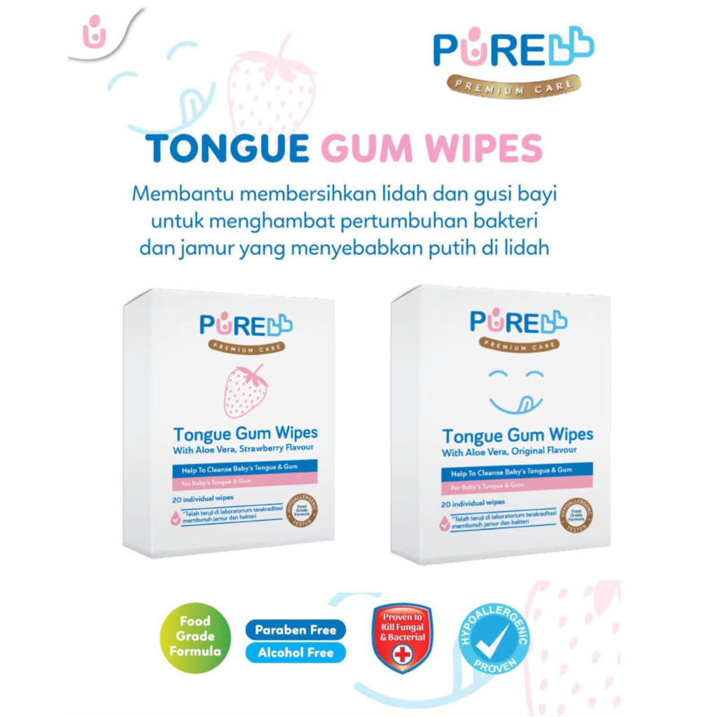 PURE BB Baby Tongue Gum 20's Wipes - Tisu Basah Gusi &amp; Lidah