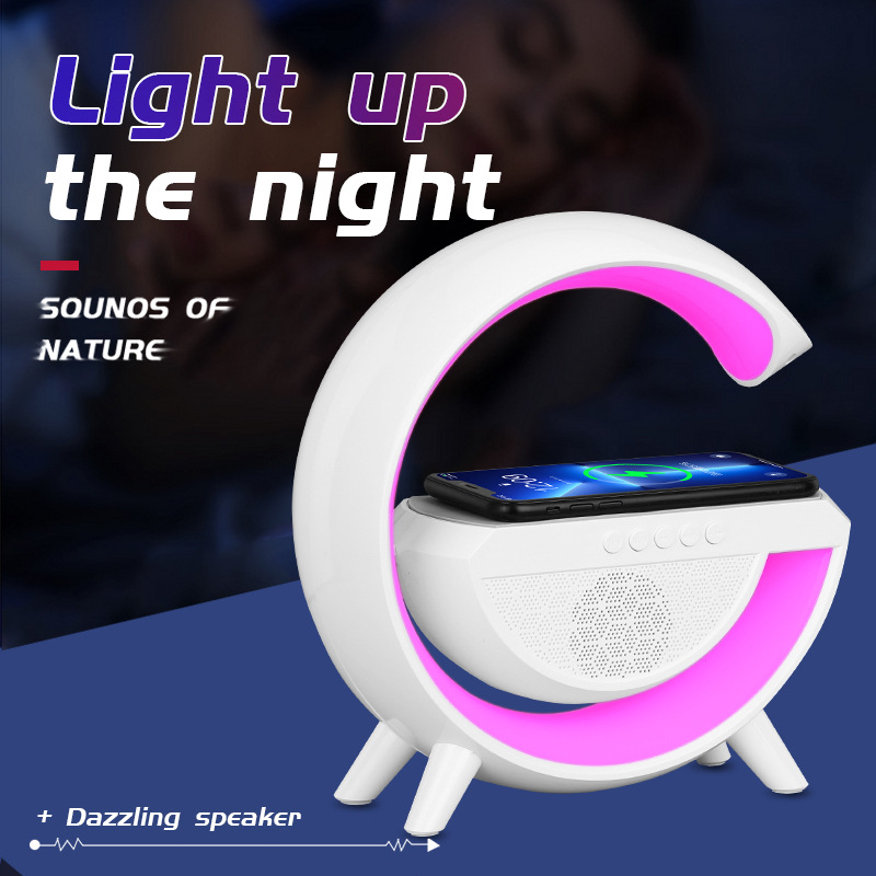 [ COD ]  Cahaya sekitar 15w Charger Nirkabel 7 IN 1 Speaker  Bluetooth Multi-fungsi Baru Dengan Pengisian Smart Home Atmospheric Lamp Lampu LED Multifungsi RGB Lampu Malam Lampu Jam Alarm Lampu Meja Speaker Bluetooth lampu proyeksi Mendukung