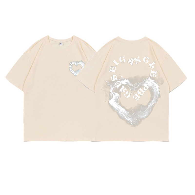 Kaos Atasan Wanita Lengan Pendek Oversize Heart Printed T-shirt Baju Wanita Kekinian Korean Style