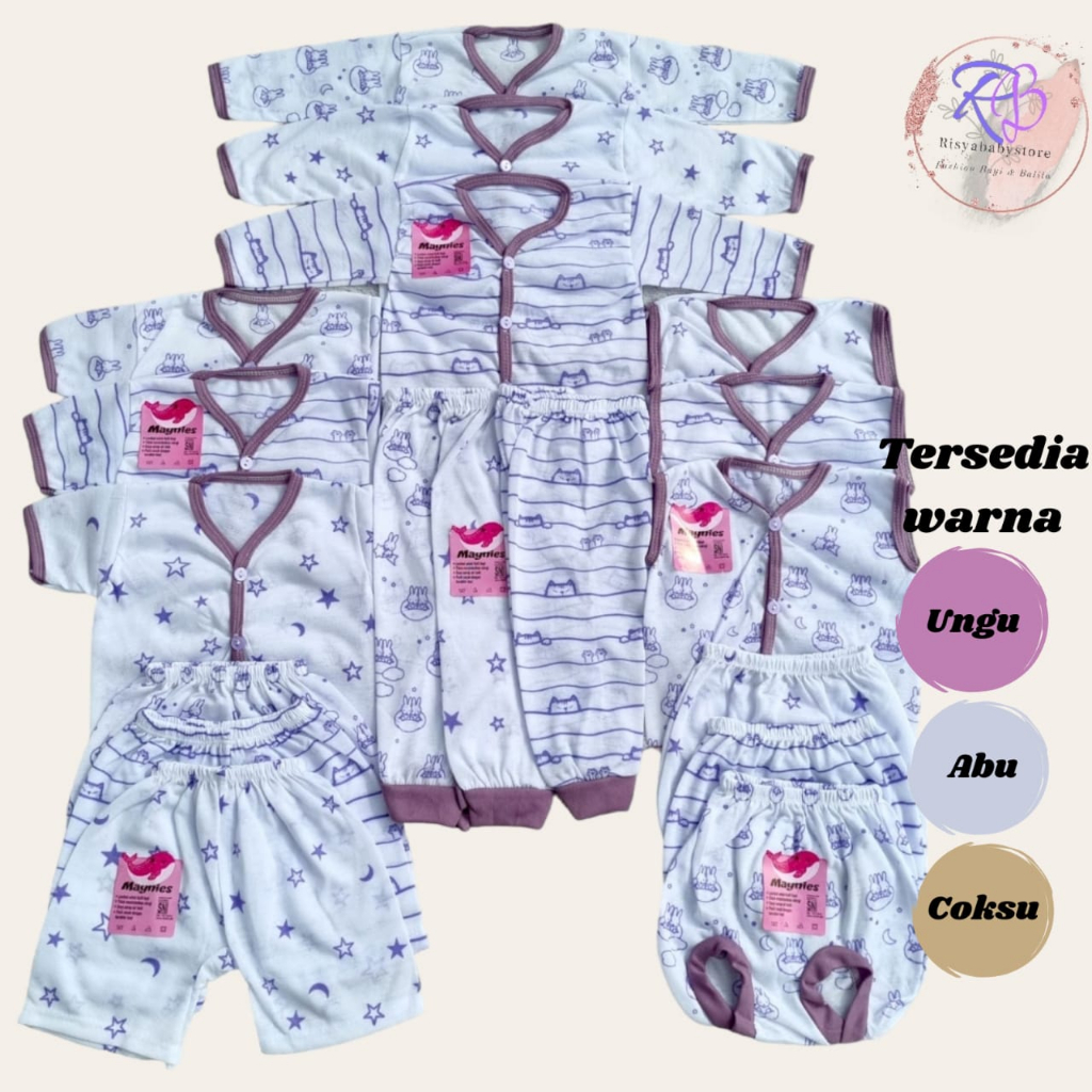 Paket baju bayi celana bayi newborn 18pcs  set Baju bayi baru lahir Serian ungu