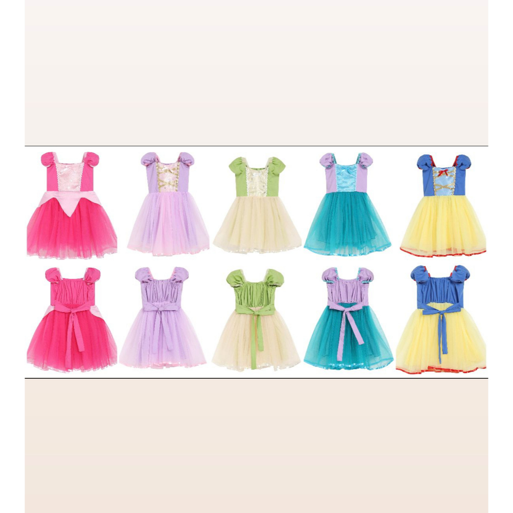 GAUN DRESS PRINCESS CINDERELLA SNOW WHITE AURORA ARIEL MERMAID RAPUNZEL TINKERBELL FROG PRINCESS ANAK PEREMPUAN KOSTUM PUTRI ISTANA FAIRY