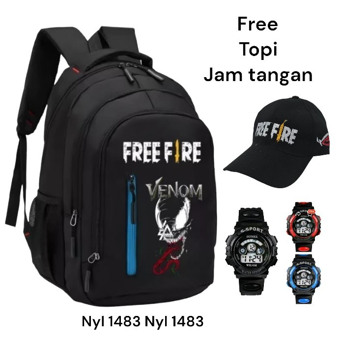 Tas Ransel Sekolah Anak Laki-Laki Karakter FF Dan Superhero Murah Venom Bisa Bayar Ditempat ( COD )