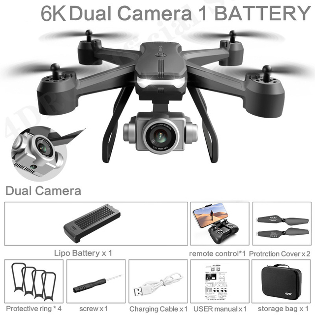quadcopter Drone Profesional 4K-Dual camera helikopter mainan remote control pesawat lipat rc heliko