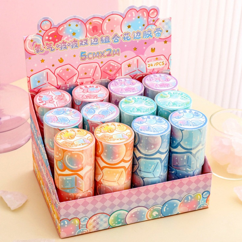 DECORATIVE WASHITAPE KERTAS WASHI MASKING TAPE SELOTIP KERTAS UP AND DOWN DESIGN ICE CUBE CUTE UNTUK HIAS JOURNALING SCRAPBOOK @banyak