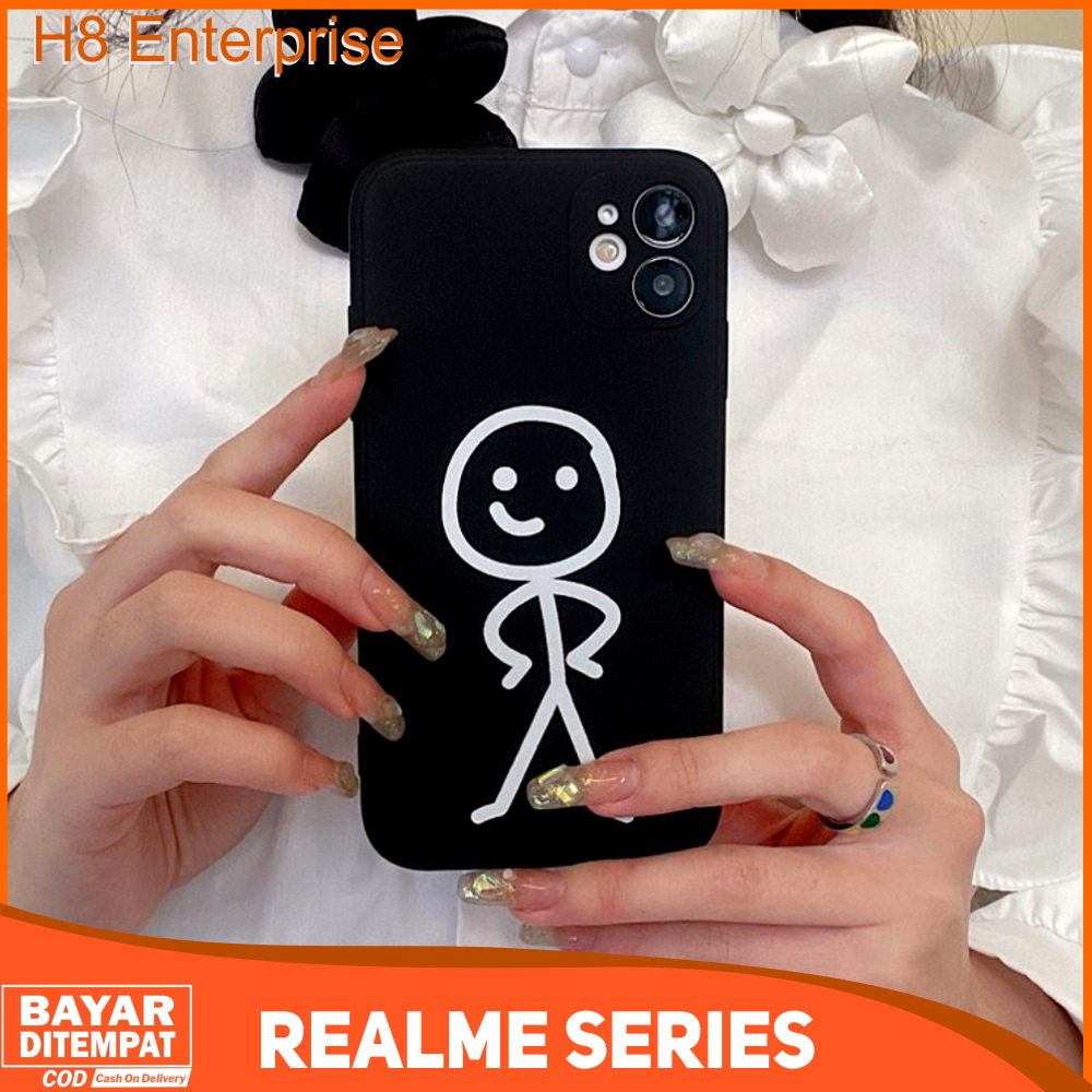 Case Realme 3 C3 5 5i C2 C11 XT C30 C30S Casing Stick Couple Estetic Silicon Matte Premium - Hitam