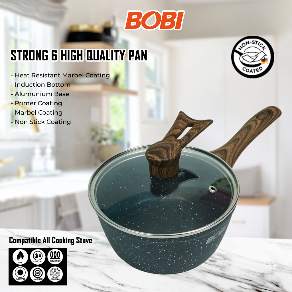 Saucepan Cookware 16cm kode BB-S-16 // Panci Anti Lengket Pan Kuah Masak Goreng BOBI - Warna Random