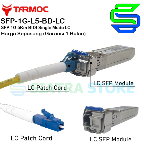 Tarmoc SFP-1G-L5-BD-LC | SFP 1G BIDI 5KM LC | SFP 1G 5KM Single mode