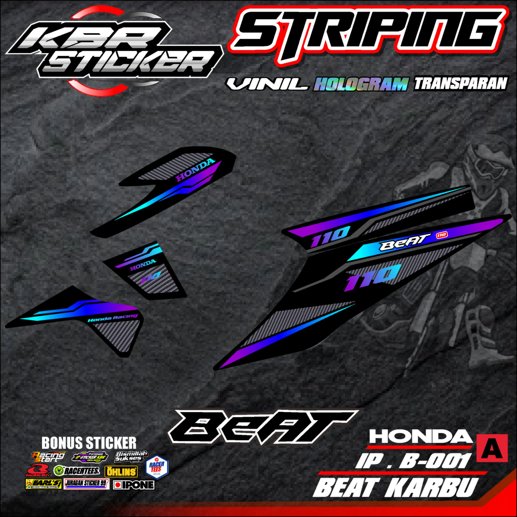 COD Stiker Striping BEAT KARBU/ Sticker Variasi List Skotlet Motor Honda BEAT KARBU/ KODE IP.B-001