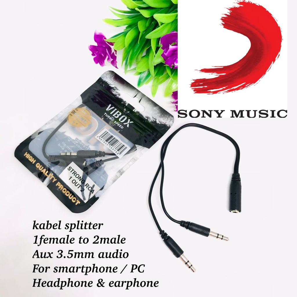 VIBOX SPLITTER AUDIO 2IN1  2MALE 3.5M 1FEMALE FOR SMARTPHONE HEADPHONE EARPHONE AUX MUSIC HEADSET PROMO SEN