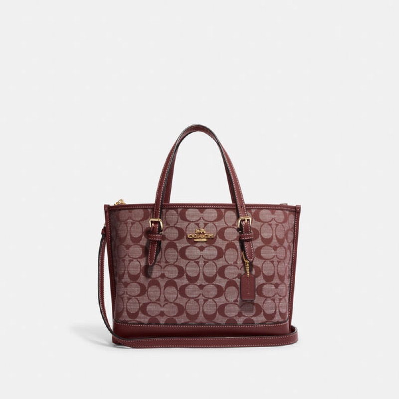 Coach Mollie Tote 25 In Signature Wine Multi (CH 228)