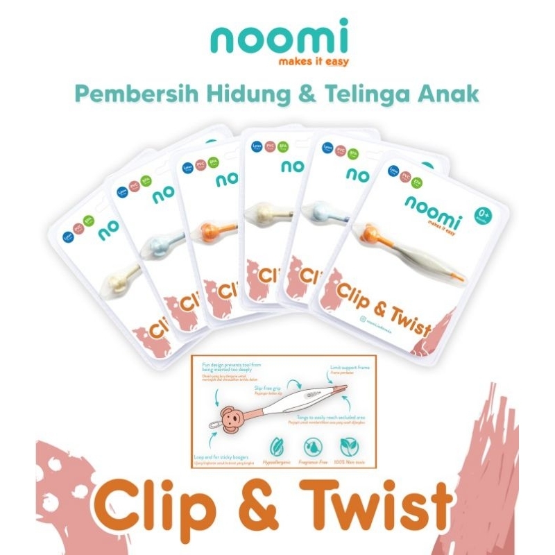 Noomi Baby Clip &amp; Twist - Nomi Penjepit Pembersih Telinga Kuping &amp; Hidung Bayi - Jepitan Pembersih Anak Bayi