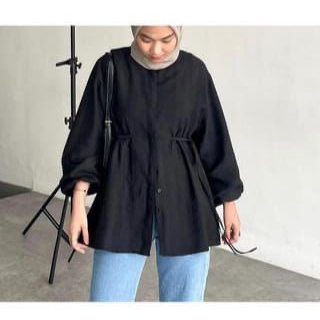 ICH - Blouse Trisha Polo Linen Atasan Tali Samping Big Size