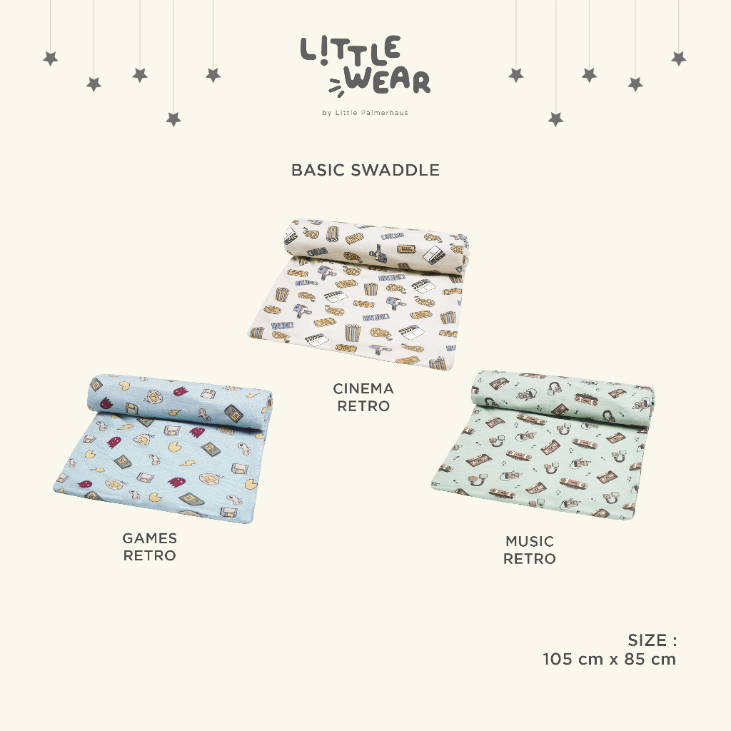 SALE 1pcs Little Palmerhaus Little Wear Basic SOLID Swaddle Motif Bedong 105x90 cm Bedong / Selimut Palmerhaus Raya CBKS