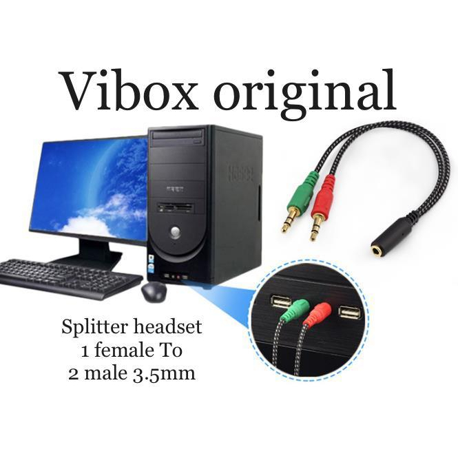 VIBOX SPLITTER AUDIO 2IN1  2MALE 3.5M 1FEMALE FOR SMARTPHONE HEADPHONE EARPHONE AUX MUSIC HEADSET BY SMOLL