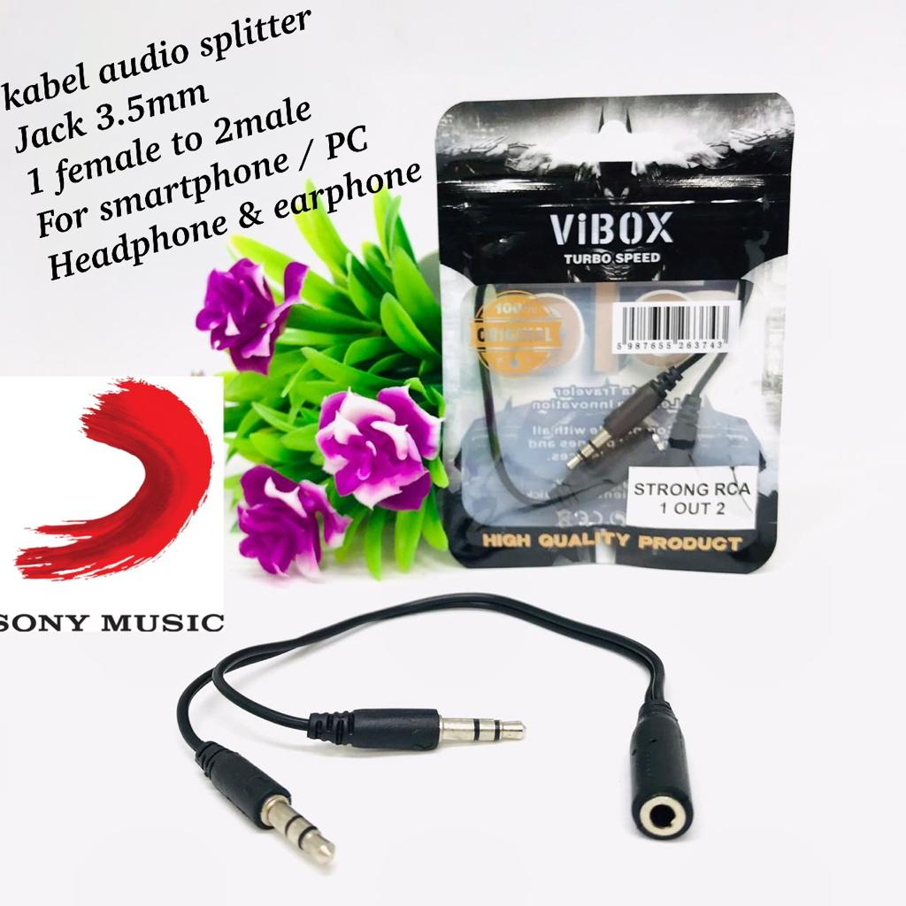 VIBOX SPLITTER AUDIO 2IN1  2MALE 3.5M 1FEMALE FOR SMARTPHONE HEADPHONE EARPHONE AUX MUSIC HEADSET BY SMOLL