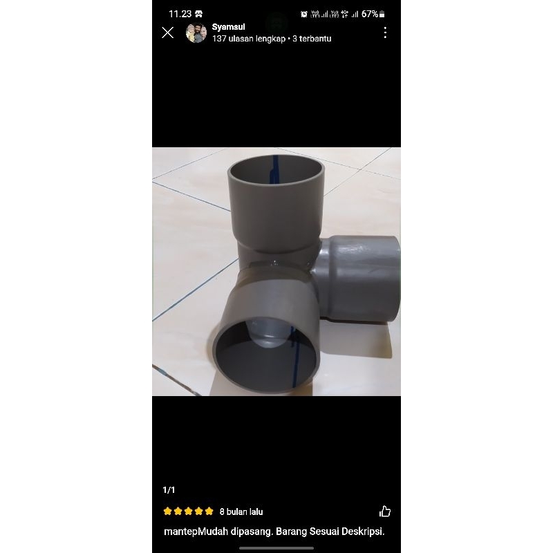 Tee 3 arah 3 inchi pvc jis