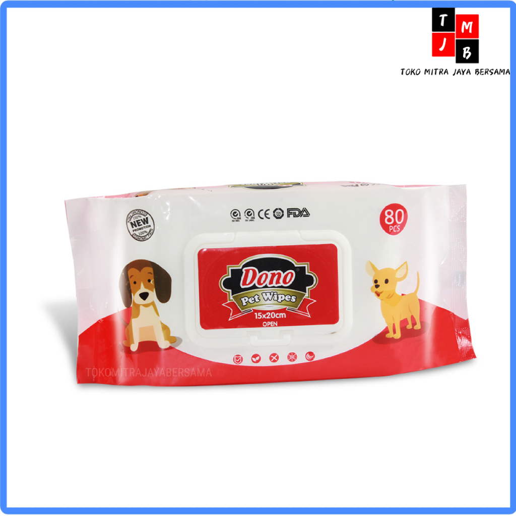 Dono Pet Wipes 80Lbr  Tissue Basah Hewan Tisu Basah Kucing Aanjing Kelinci Hewan Peliharaan