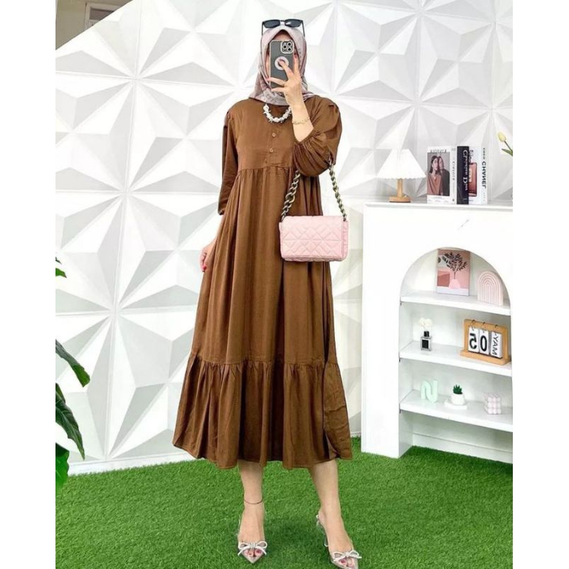 DRESS JUMBO NAYA MIDI DRESS BAHAN POLO LINEN MIDI DRESS WANITA MUSLIM/DRESS WANITA JUMBO/DRESS KEKINIAN/MIDI DRESS TERBARU/TERLARIS/MIDI DRESS MUSLIM/MIDI DRESS KOREAN