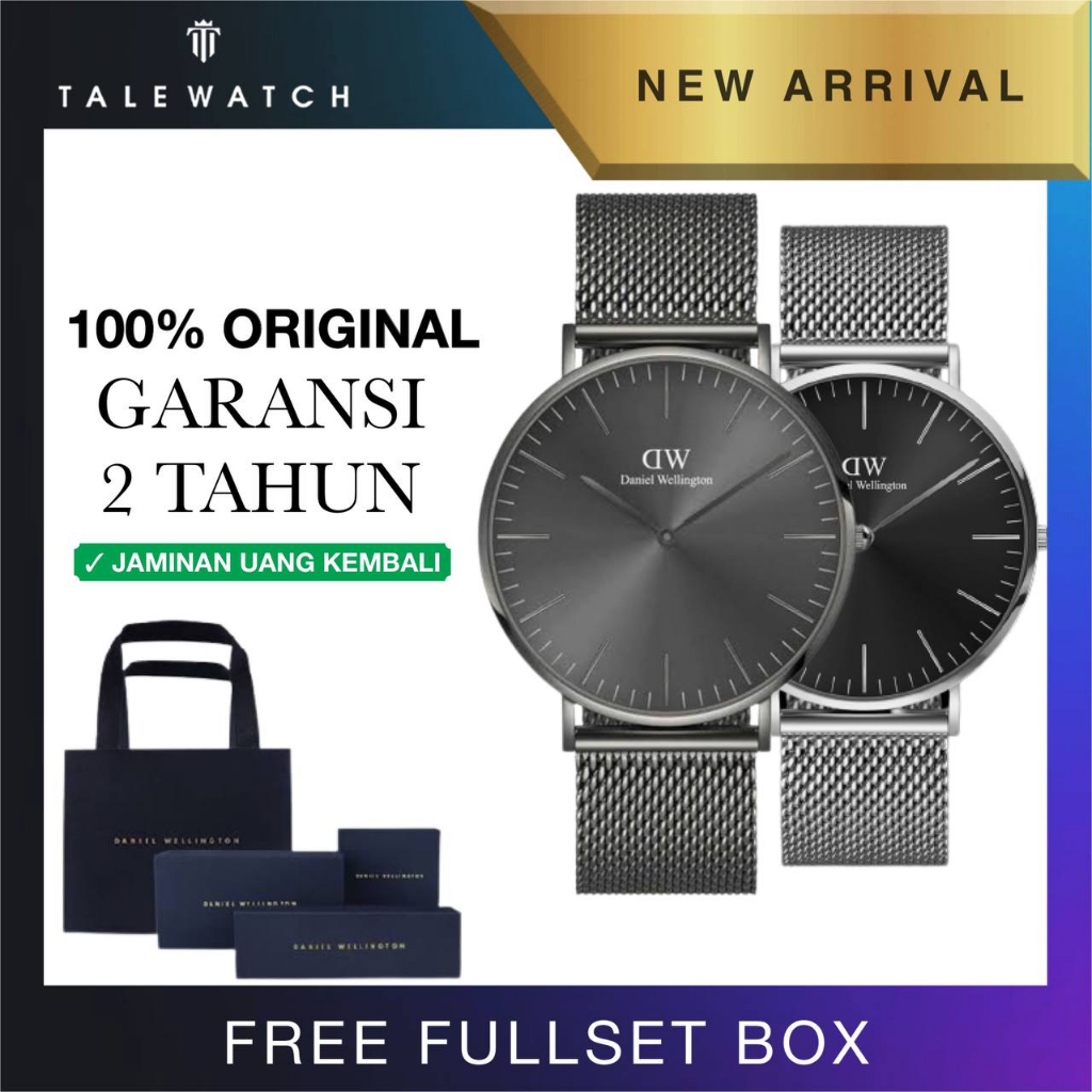 [100% ORIGINAL] Jam Tangan Pria Daniel Wellington Classic Black Rosegold Mesh Strap | Dw Original