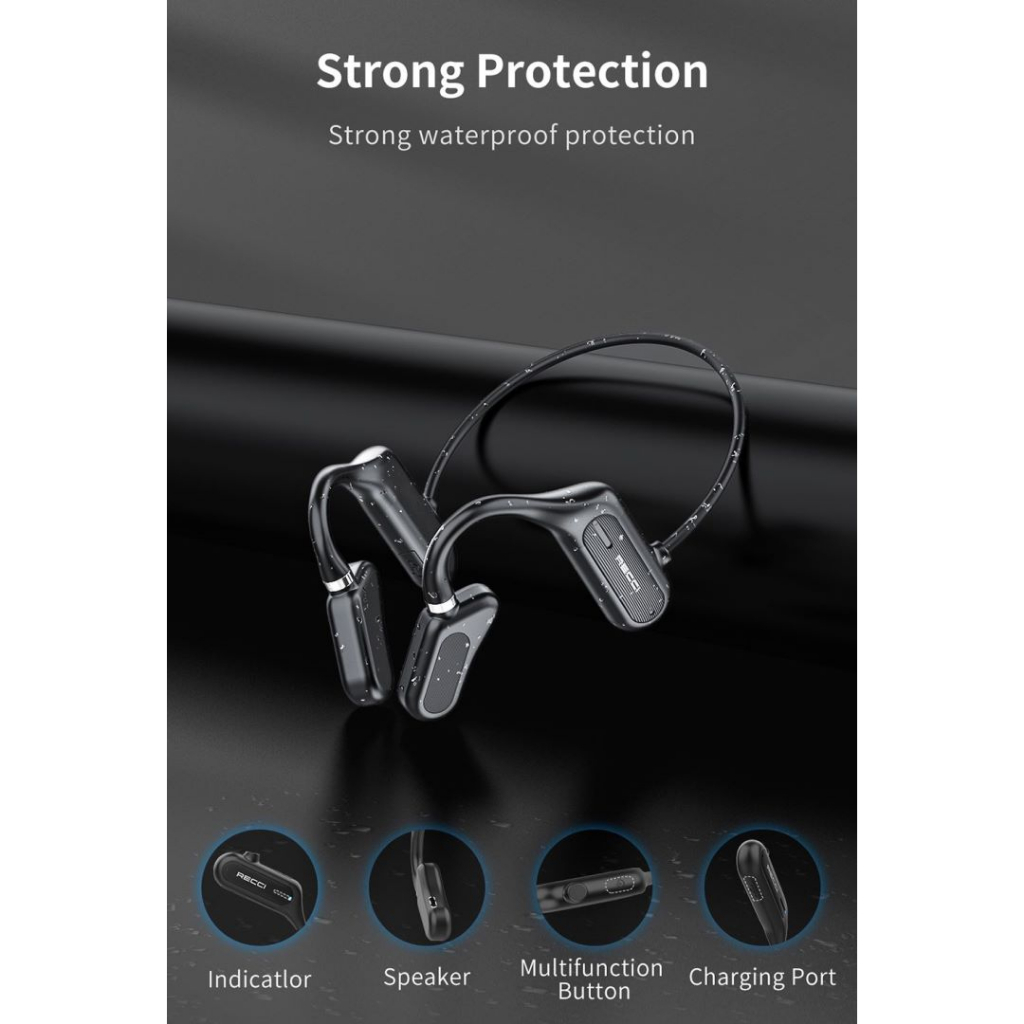 Recci REP-W27 Wireless Bluetooth sport headset Air conduction earphone