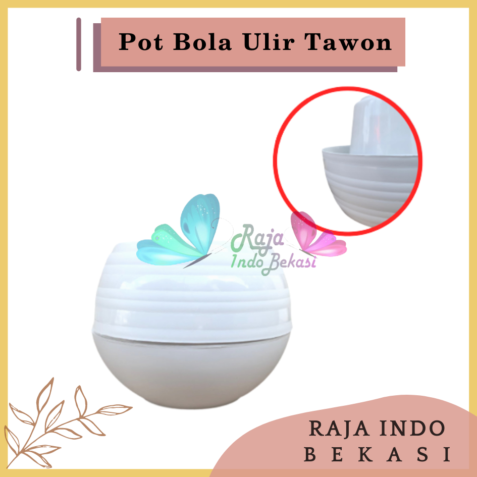 Pot Bola Putih Plastik Cantik 25cm Pot Bola Sultan Pot Bola Bulat Ulir Tawon Self-Watering