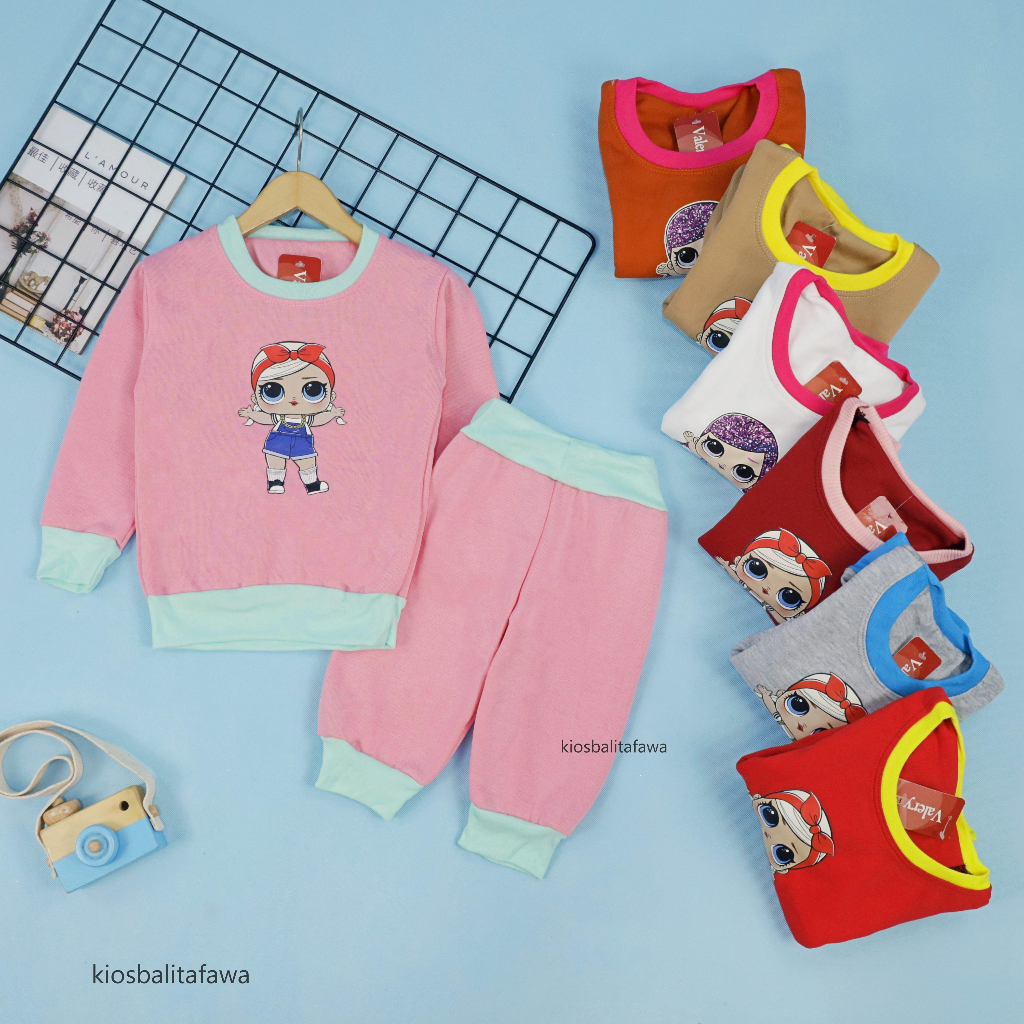 Set Ghina Bayi 1-2 Tahun / IMPORT Setelan Bayi Karakter 6-24 Bulan Celana Jogger Balita Perempuan Polos Baju Tidur Main Babycinnamon