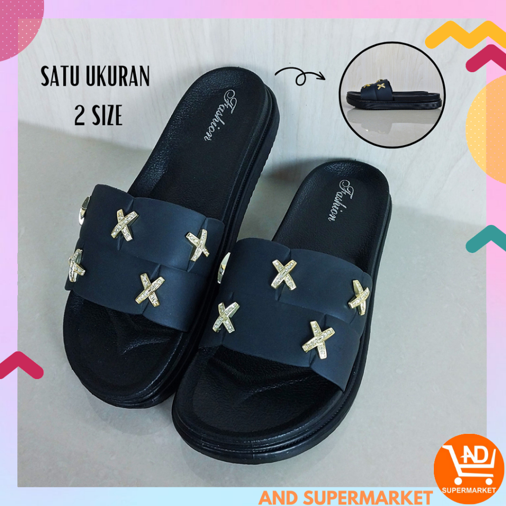 AND / COD / Sandal Wanita Import / Sandal Wanita Fashion Korea / Slip On Cewek Kekinian / Sandal Kasual Terkini SPT-48