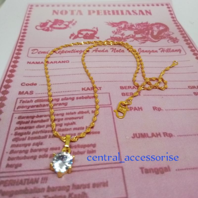 kalung melitr wanita liontin mata satu mirif emas tulen tidak gampang luntur