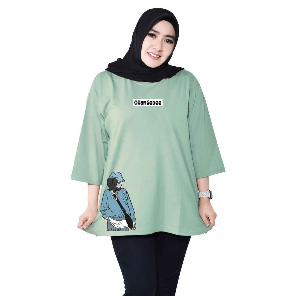 Kaos Oversize Wanita/Kaos Wanita/kaos cewek/Oversize/OrangeBee/OS-080