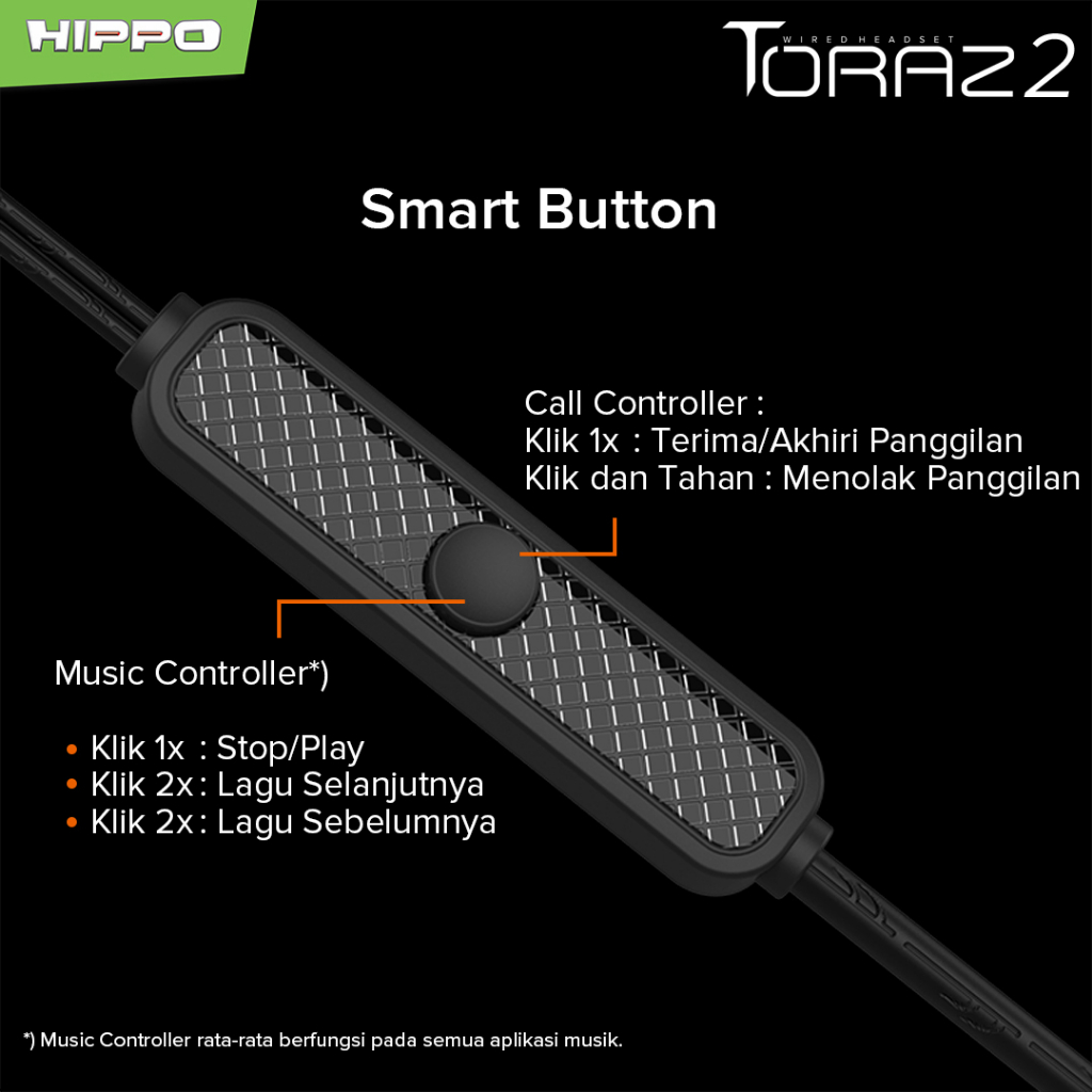 Hippo Earphone Toraz2 Super Bass Jack 3.5 mm Wired Handsfree Android Original Earbuds Headset