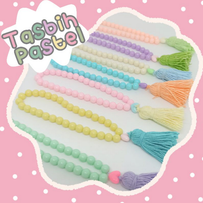 A451-A455 TASBIH PASTEL fashion muslim mukena perlengkapan set sholat solat tasbeh sajadah pray praying prayer islam islamic 33 ganjil peach yellow pink blue baby white ungu