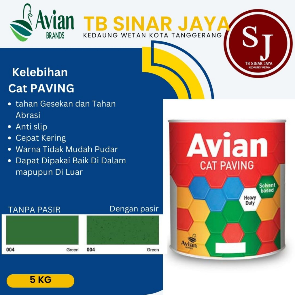 Cat Paving Avian 5 KG Cat Minyak 2 Komponen Beton Plesteran Semen - 004 Green