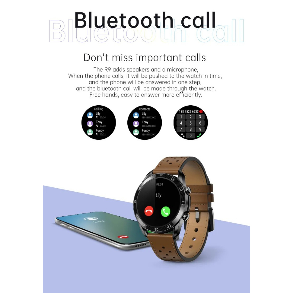 R9 AMOLED Smartwatch 1.39inch Always On Display Jam Tangan Watch