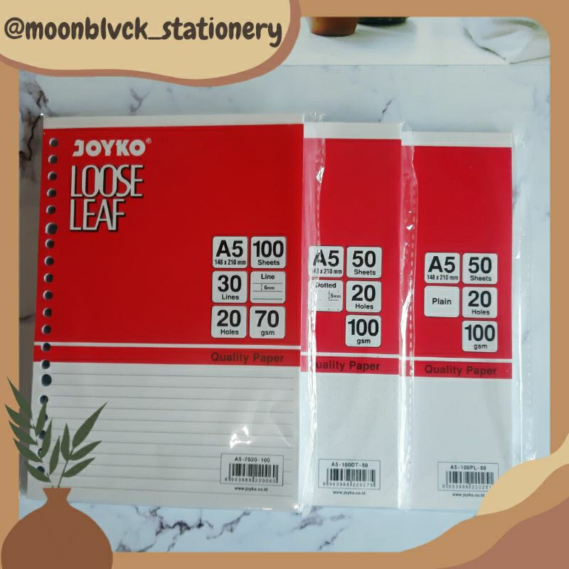 

[Loose Leaf Joyko] Isi Binder Loose Leaf Joyko A5 lines Dot Plain