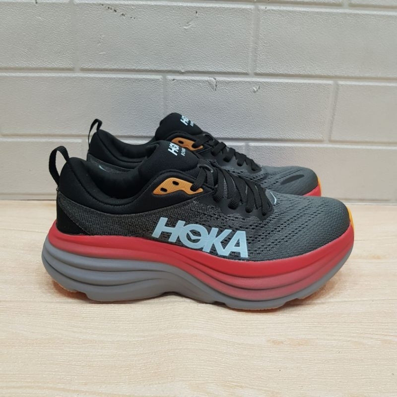 Sepatu Hoka Bondi 8 Grey Red