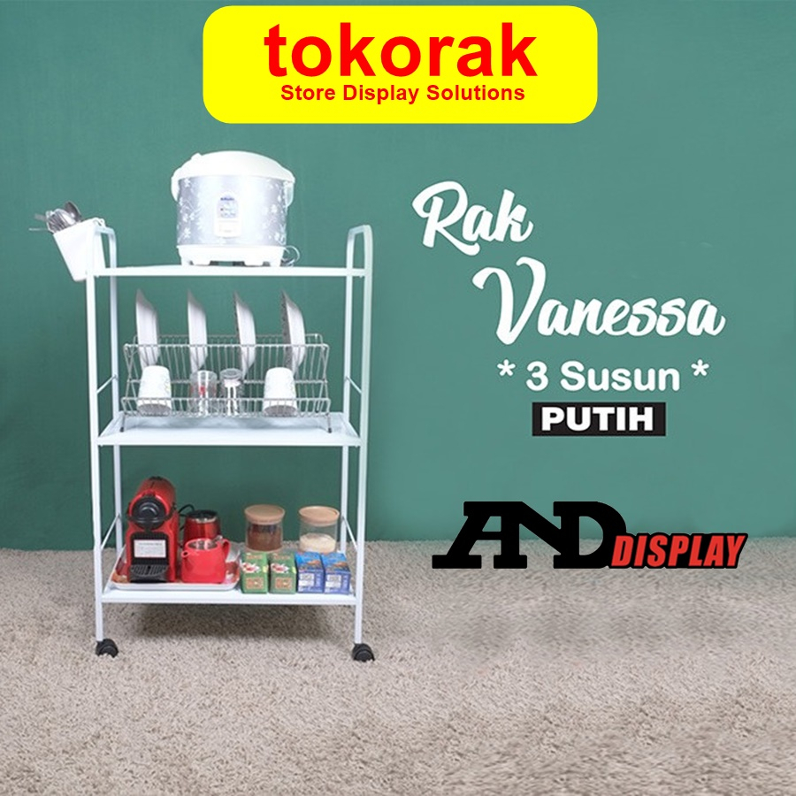 RAK VANESSA 3 SUSUN PUTIH RAK PENYIMPANAN PAJANGAN BUKU MURAH SERBAGUNA ANDDISPLAY