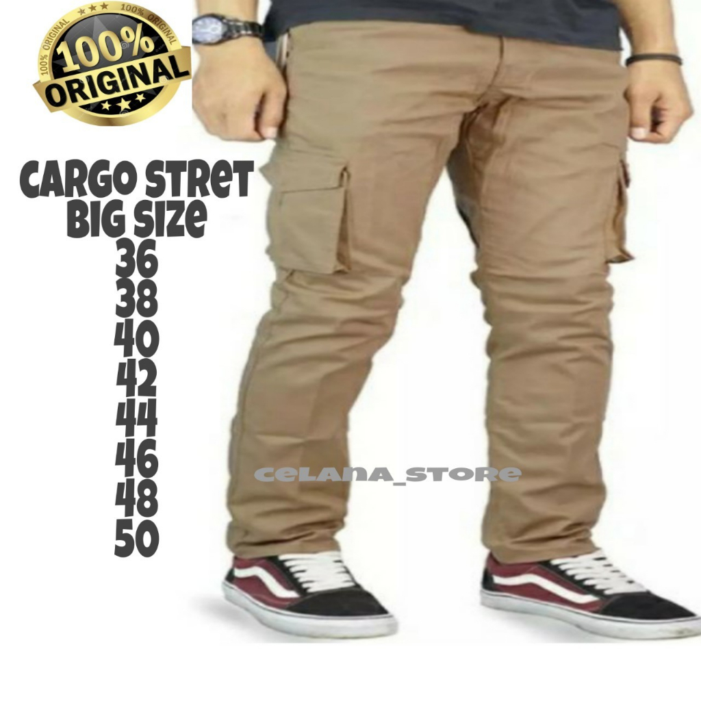 HOT PROMO Celana Cargo Panjang BIG SIZE 36-50/Celana Cargo Big Size/Celana Cargo Pria Jumbo/COD BAYAR DI TEMPAT