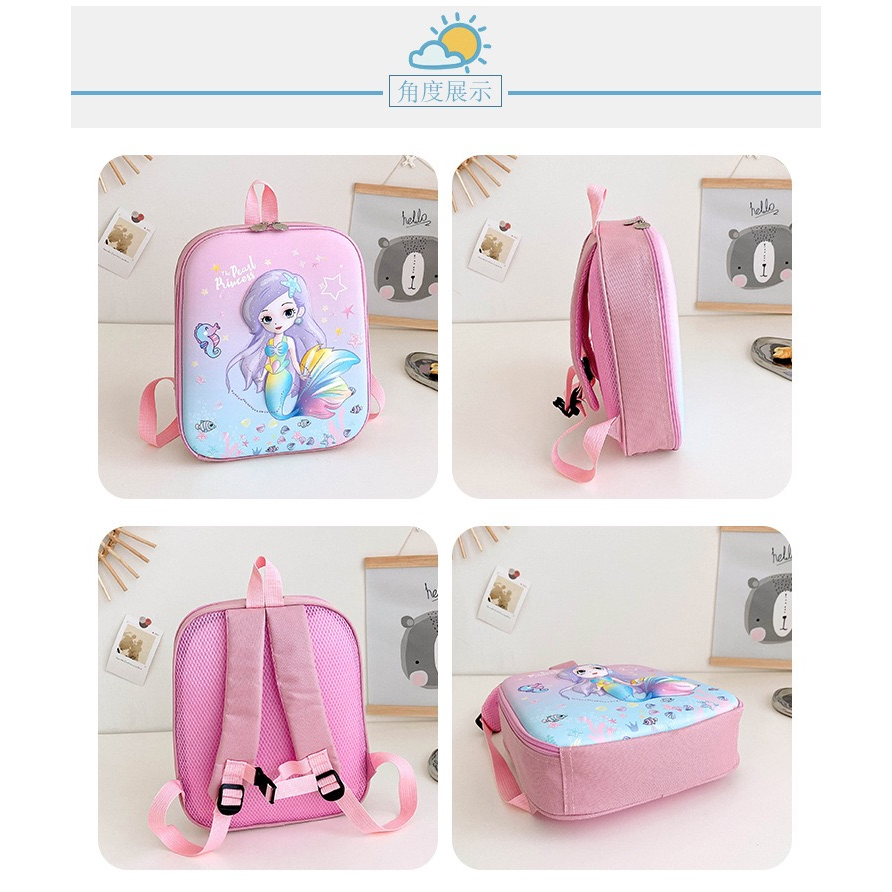 100 IMPORT Tas Sekolah Anak TK / PAUD Karakter Unicorn Putri Duyung Astronot Super Ringan Tas Ransel Timbul Anak Perempuan Laki-Laki