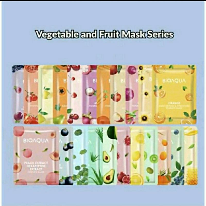 BIOAQUA ESSENSE SHEET MASK Vegetarian &amp; Fruit 25g | Masker Wajah Organic Bio Aqua