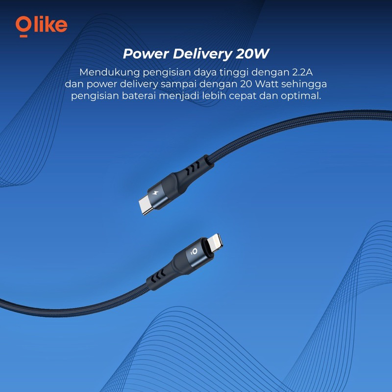 OLIKE D102CC / D102CL Kabel Data Charger FAST CHARGING TYPE C TO C 60W IPHONE 20W - Garansi 1 Tahun