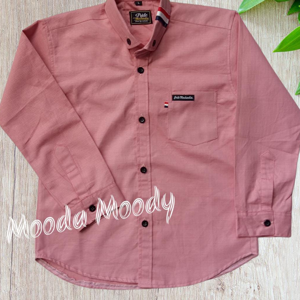 Mooda Moody - Kemeja Anak laki Laki Lengan Panjang Warna Dusty Pink Kemeja Anak laki Laki lengan Pan