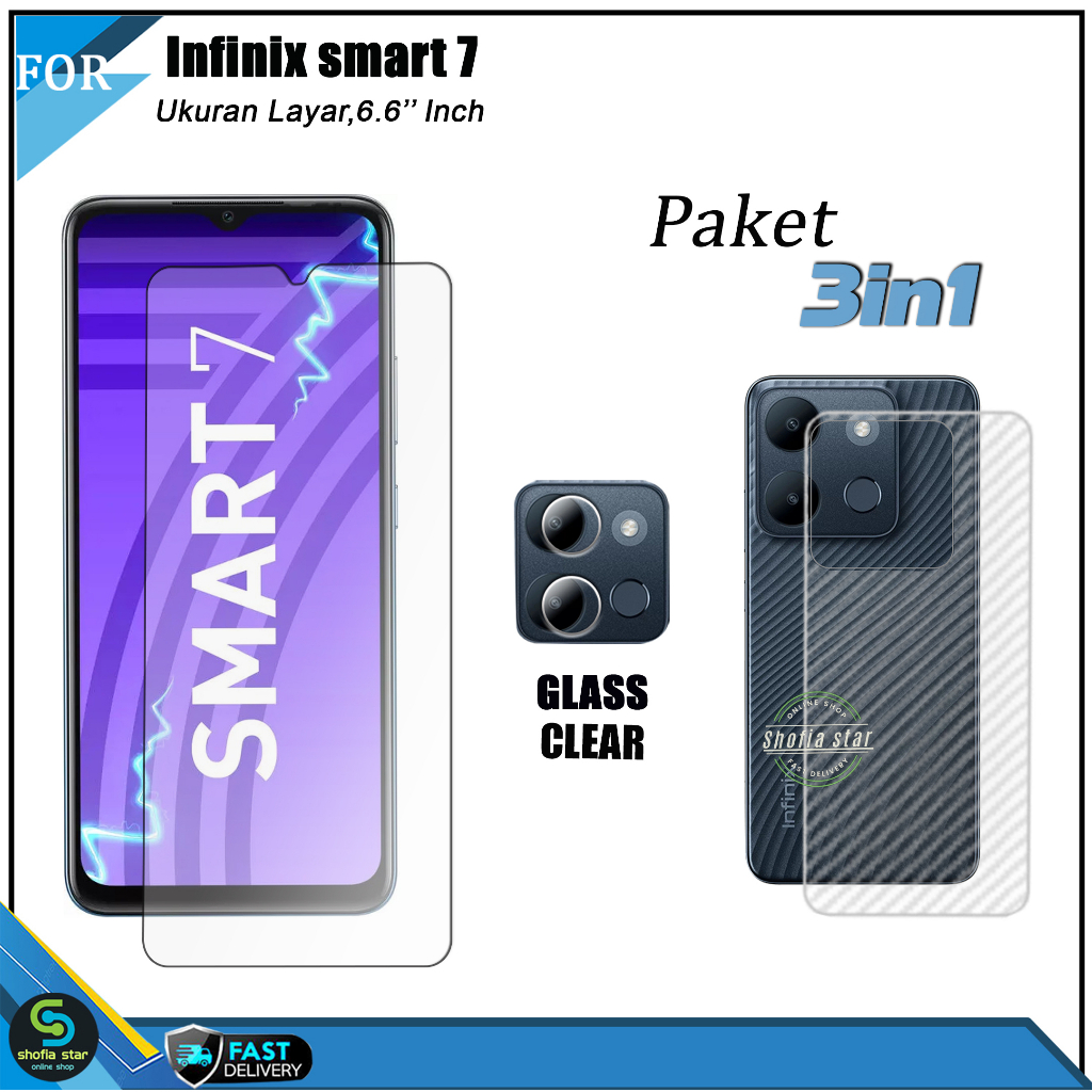 PAKET 3IN1 Tempered Glass Ceramic Privacy Infinix Smart 7 Infinix Smart 7 HD Anti Spy Full Cover Bonus Anti Gores Kamera Dan Skin Carbon 3D