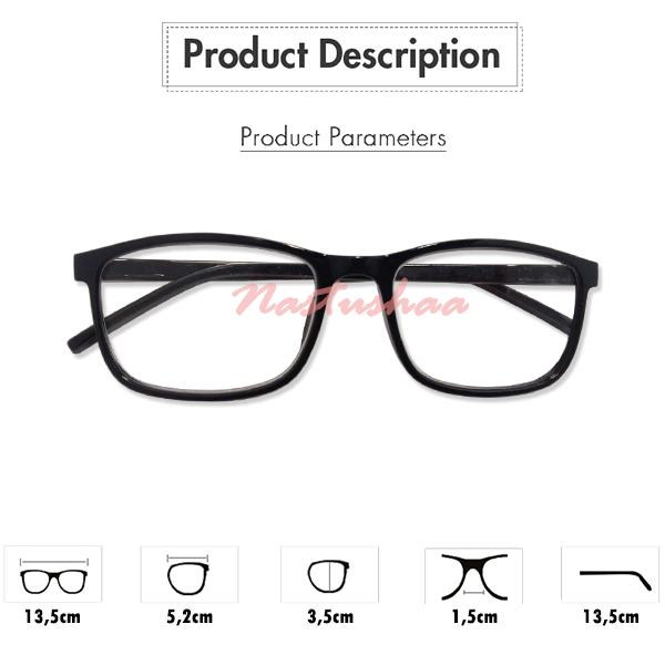 Kacamata Plus (+) Tersedia Ukuran +0.50 s/d +4.00 Bingkai Kotak Frame Hitam Kacamata Rabun Dekat Cocok Untuk Pria Dan Wanita (Unisex) NOCASE