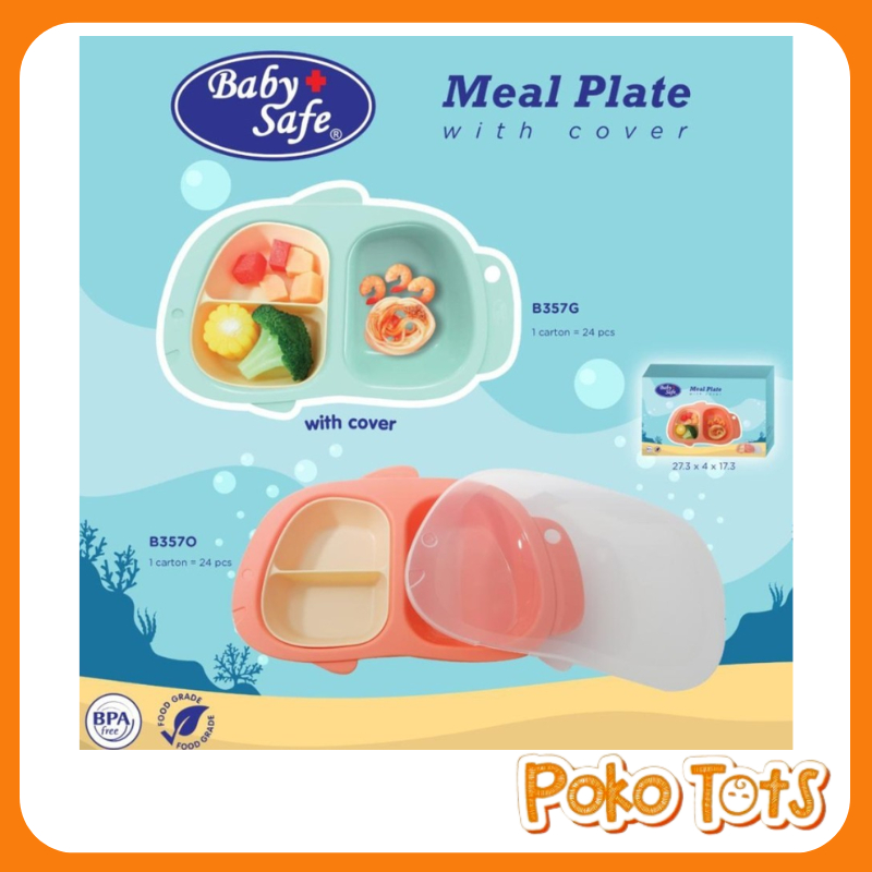 Baby Safe Meal Plate With Cover Piring Makan Bayi B357 Baby Safe WHS