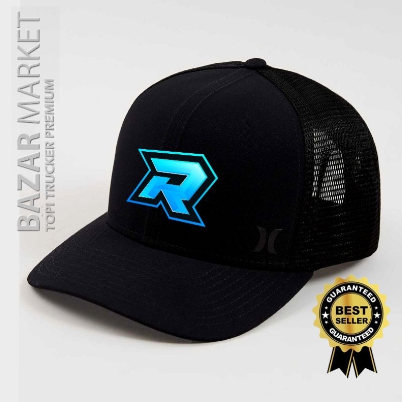 Topi Inisial Hitam Nama Logo Sport - Topi Trucker - Topi Pria Wanita - Topi Huruf A B C D E F G H I 